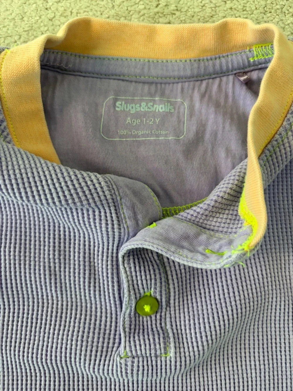 Slugs and Snails 1-2y or 2T 90s Dayglow cotton waffle set
